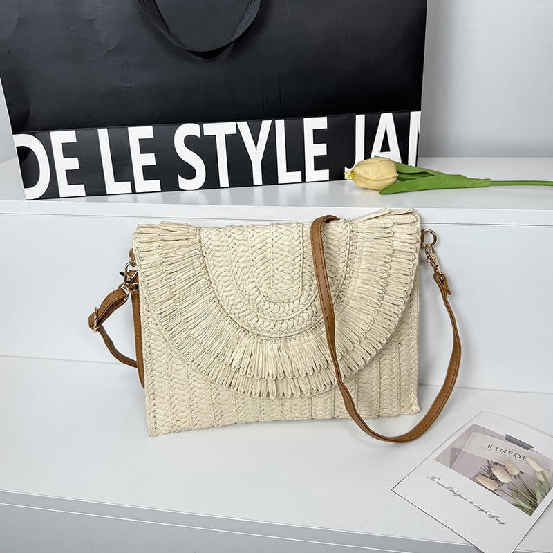 Ženska crossbody torba od slame za plažu, etno stil, visoka kvaliteta