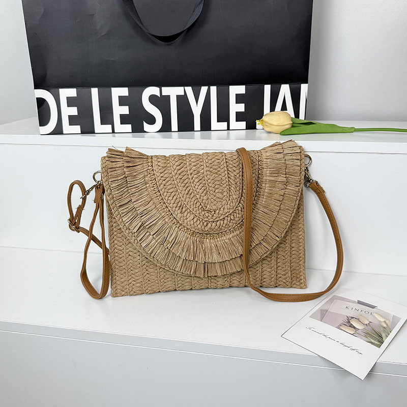 Ženska crossbody torba od slame za plažu, etno stil, visoka kvaliteta