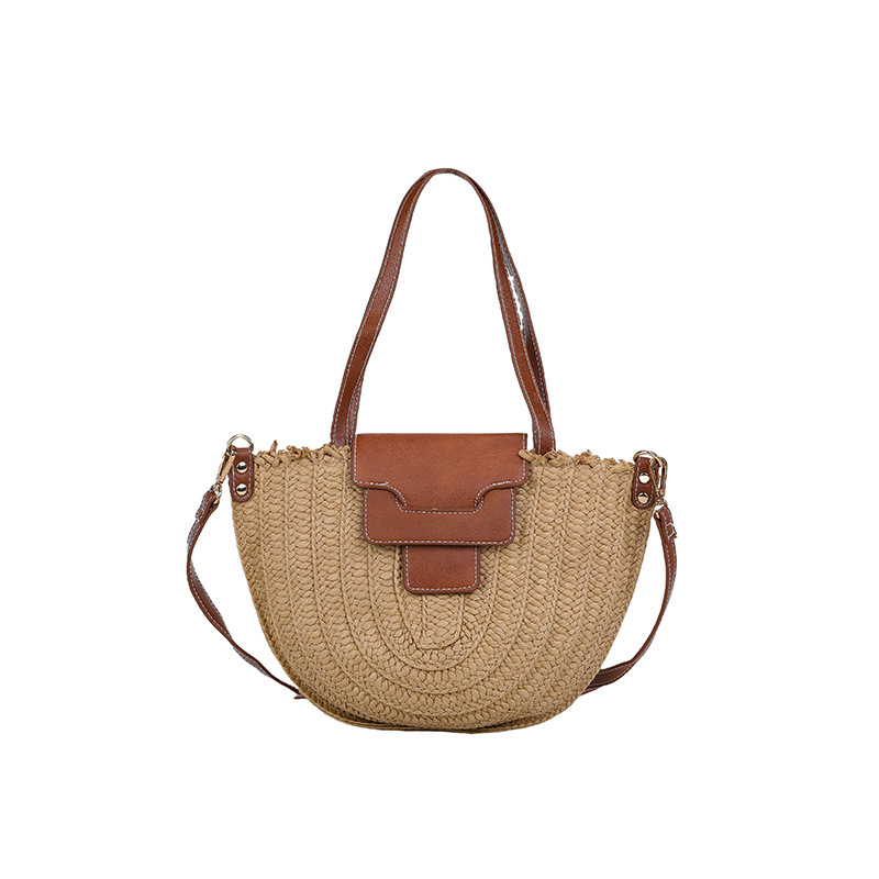 Nova moderna ženska torba preko granice, velika zapremina, plažna slamena pletena torba, crossbody s preklopom, minimalistički dizajn
