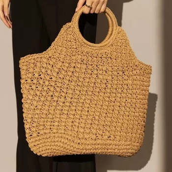 Retro pletene torba od slame, ručna izrada, kružni držač, ženska velika kapaciteta za plažu