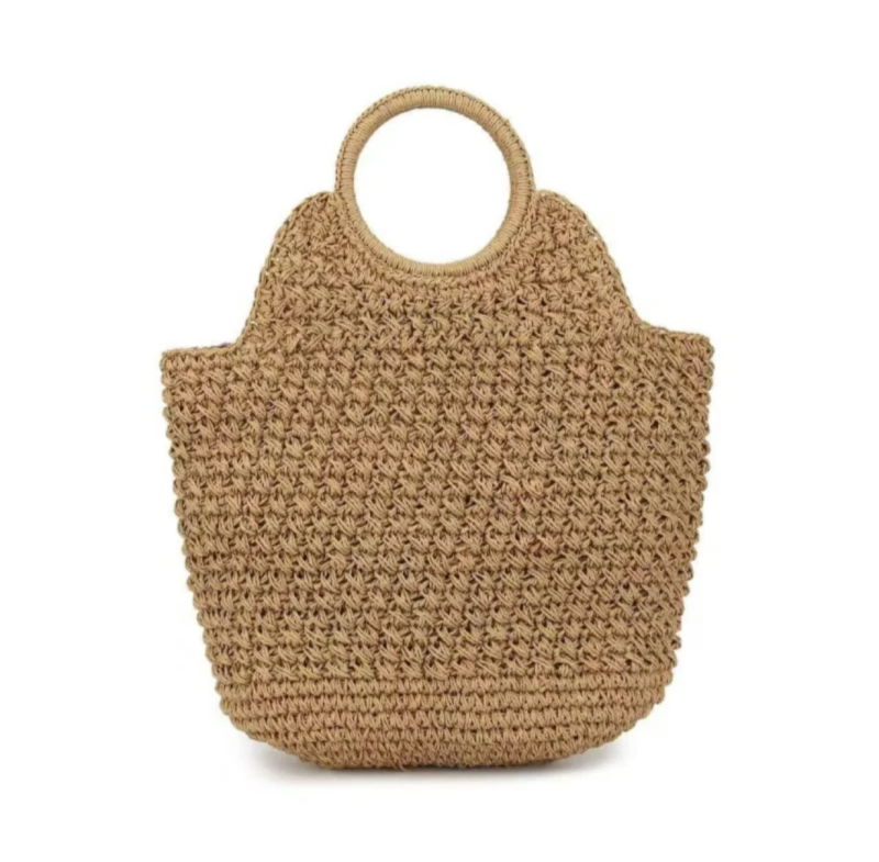 Retro pletene torba od slame, ručna izrada, kružni držač, ženska velika kapaciteta za plažu