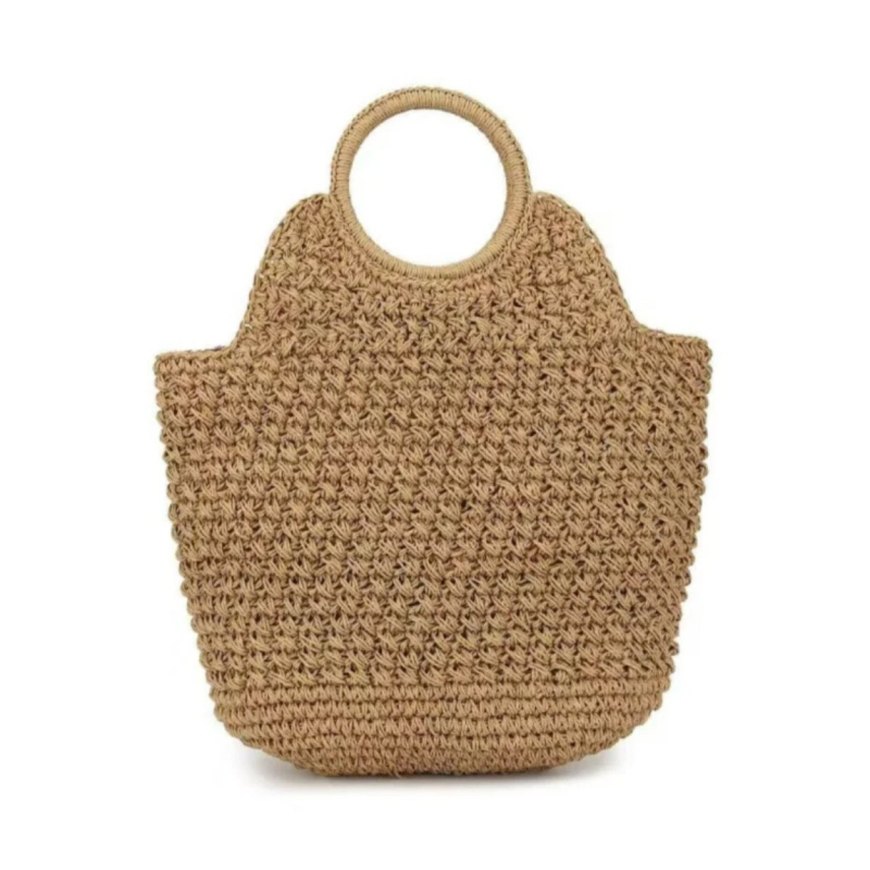 Retro pletene torba od slame, ručna izrada, kružni držač, ženska velika kapaciteta za plažu