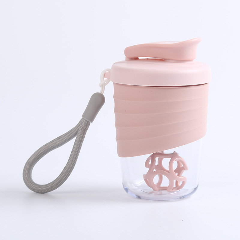 Shaker portabil pentru proteine, pahar plastic pentru amestec, capacitate mare, pentru sport și activități în aer liber, etanș, set din două piese, curea de purtare