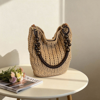 Ženska pletena torbica od slame, ručna izrada, elegantan izgled, plaža torba preko ramena ili crossbody, srednja veličina, proljeće 2026