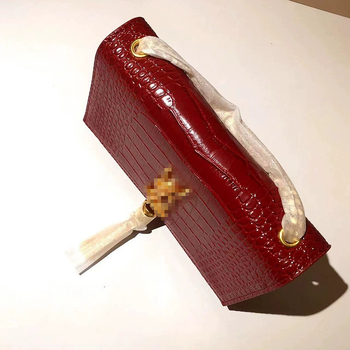 Ženska torbica od prave kože s resicama, stil kuverte, lančani remen, za nošenje preko ramena ili crossbody, srednja veličina, vertikalni kvadratni oblik