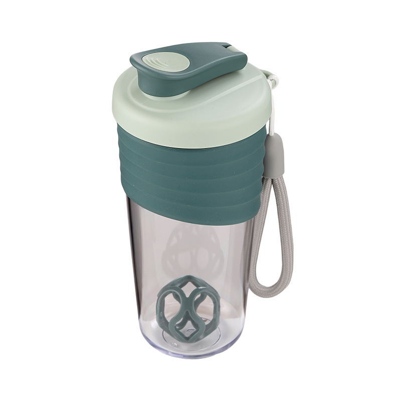 Shaker pentru fitness în aer liber, recipient portabil pentru proteine, milkshake, din plastic, etanș, cu mâner din sfoară