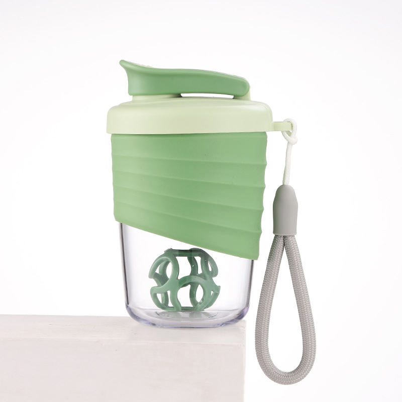Shaker pentru fitness în aer liber, recipient portabil pentru proteine, milkshake, din plastic, etanș, cu mâner din sfoară