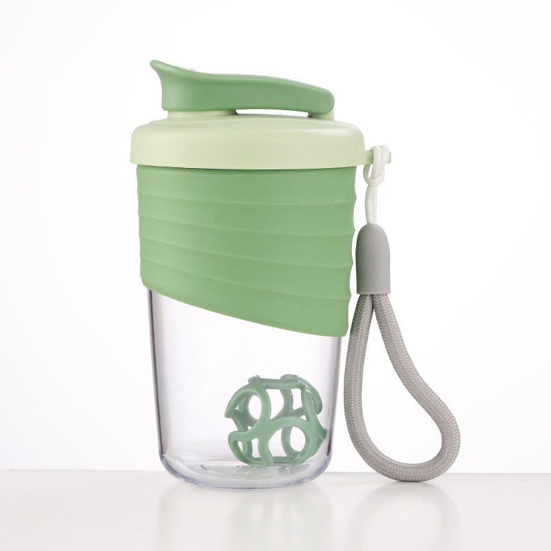 Shaker pentru fitness în aer liber, recipient portabil pentru proteine, milkshake, din plastic, etanș, cu mâner din sfoară