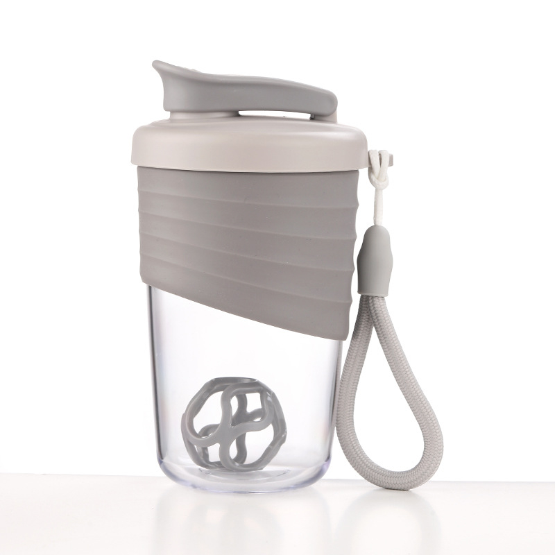 Shaker pentru fitness în aer liber, recipient portabil pentru proteine, milkshake, din plastic, etanș, cu mâner din sfoară