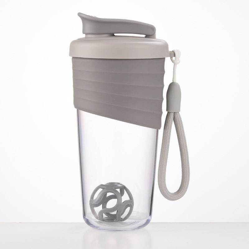 Shaker pentru fitness în aer liber, recipient portabil pentru proteine, milkshake, din plastic, etanș, cu mâner din sfoară
