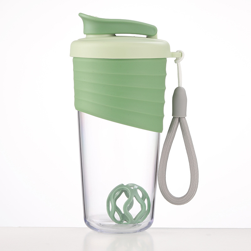 Shaker pentru fitness în aer liber, recipient portabil pentru proteine, milkshake, din plastic, etanș, cu mâner din sfoară