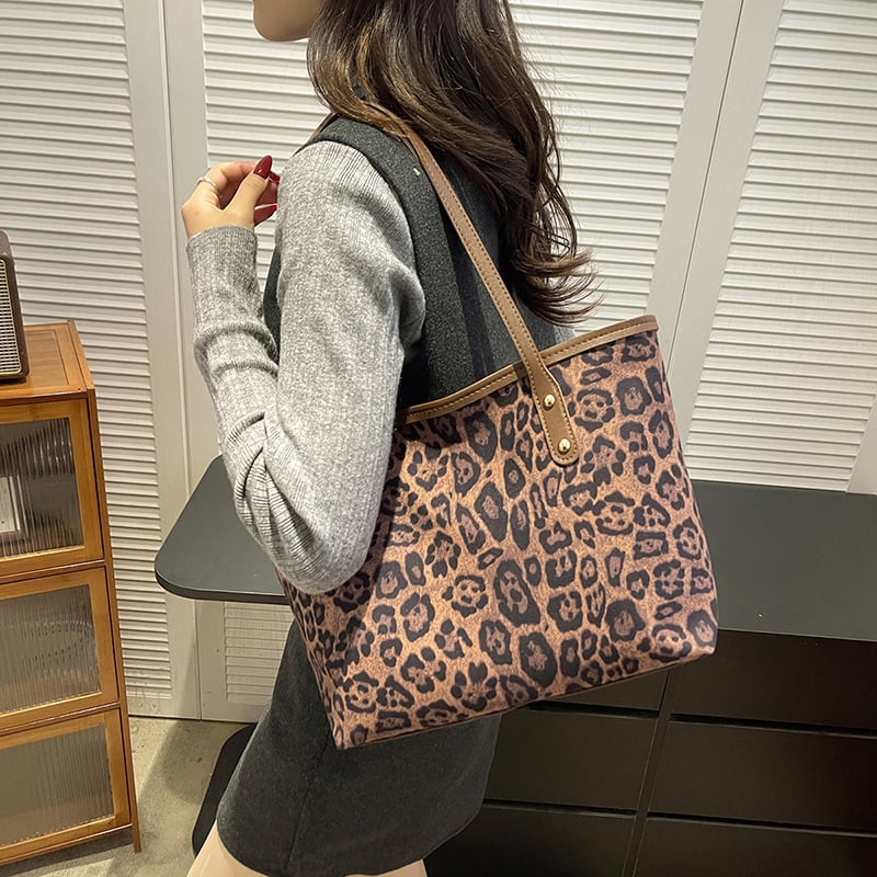 Retro ženska torbica velikog kapaciteta, leopard uzorak, novi nišni stil, moderna torba za rame i tote torba