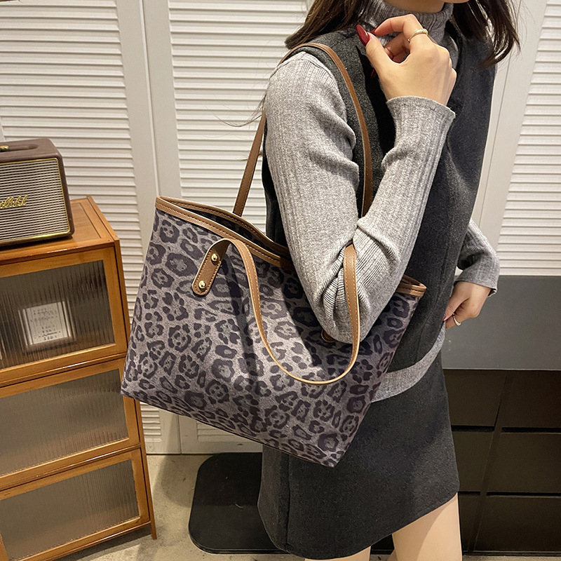 Retro ženska torbica velikog kapaciteta, leopard uzorak, novi nišni stil, moderna torba za rame i tote torba