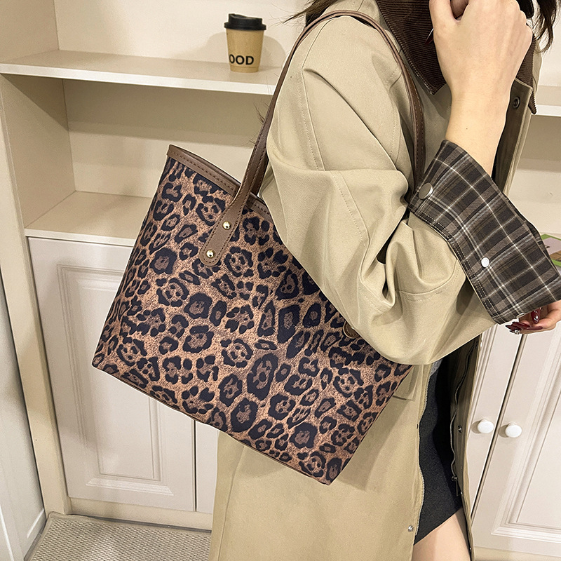 Retro ženska torbica velikog kapaciteta, leopard uzorak, novi nišni stil, moderna torba za rame i tote torba