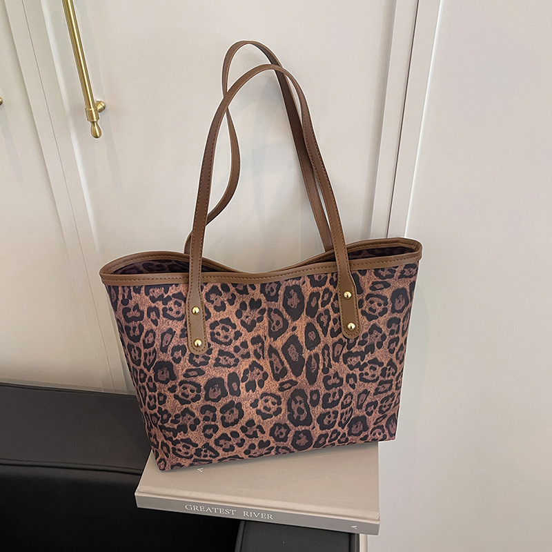 Retro ženska torbica velikog kapaciteta, leopard uzorak, novi nišni stil, moderna torba za rame i tote torba