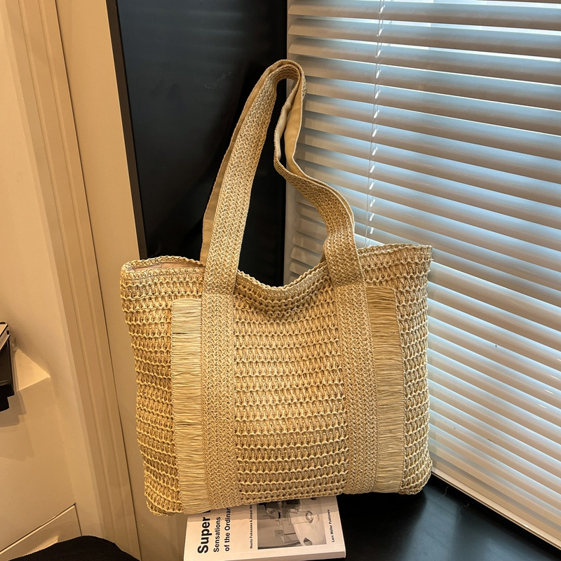 Tote torba od pletene slamene s velikim kapacitetom – svakodnevna upotreba, preko ramena ili crossbody