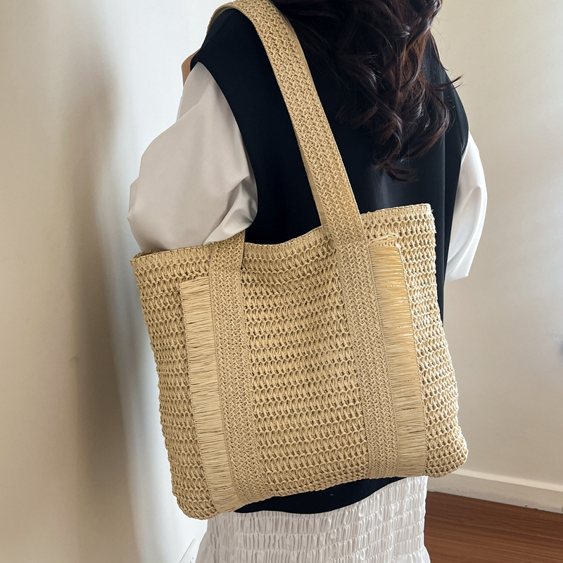 Tote torba od pletene slamene s velikim kapacitetom – svakodnevna upotreba, preko ramena ili crossbody