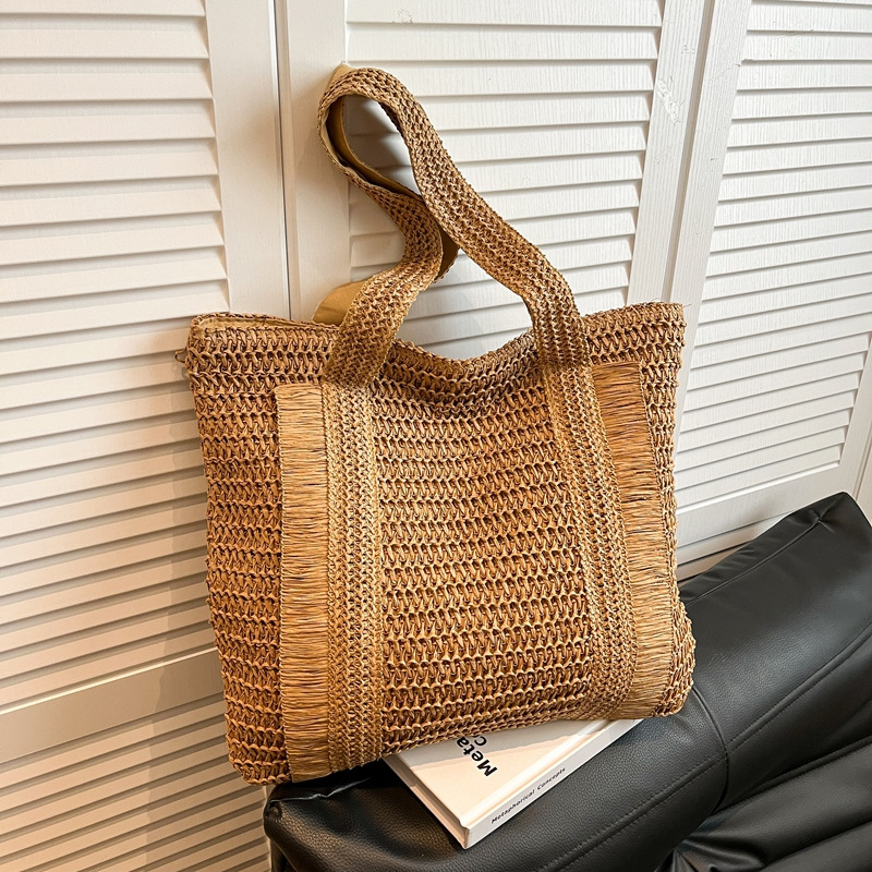 Tote torba od pletene slamene s velikim kapacitetom – svakodnevna upotreba, preko ramena ili crossbody