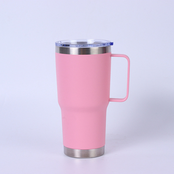 Nou model: Cana auto din oțel inoxidabil 20oz, cu mâner și pai, izolație în vid – interior 304, exterior 201