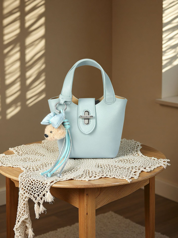 Ženska plava vedierova torbica Sea Salt s ramenskim i crossbody remenom