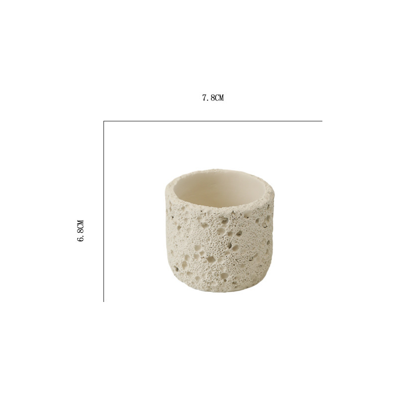 Ghiveci din ciment Morandi alb-lapte cu textură de piatră vulcanică, stil Nordic, pentru birou și locuință