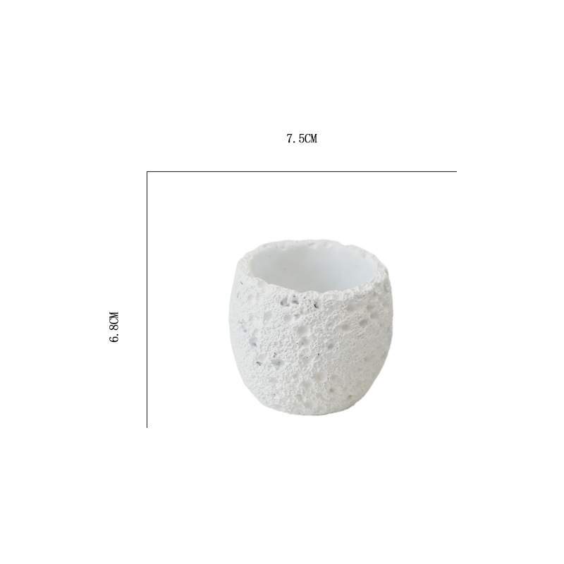 Ghiveci din ciment Morandi alb-lapte cu textură de piatră vulcanică, stil Nordic, pentru birou și locuință