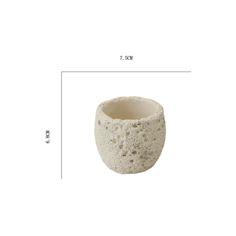 Ghiveci din ciment Morandi alb-lapte cu textură de piatră vulcanică, stil Nordic, pentru birou și locuință