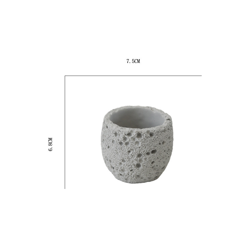 Ghiveci din ciment Morandi alb-lapte cu textură de piatră vulcanică, stil Nordic, pentru birou și locuință
