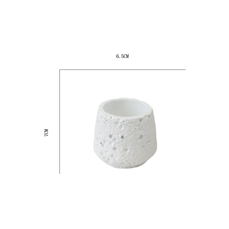 Ghiveci din ciment Morandi alb-lapte cu textură de piatră vulcanică, stil Nordic, pentru birou și locuință