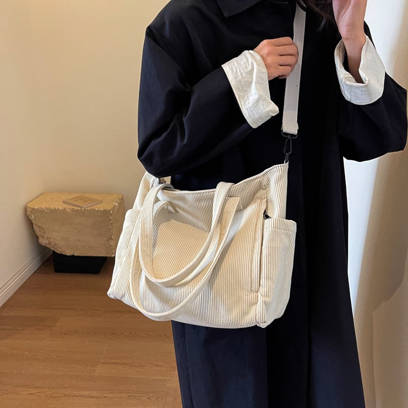 Ženska Corduroy Tote torba – Velika kapaciteta, za svakodnevnu upotrebu, za školu i posao, preko ramena ili crossbody