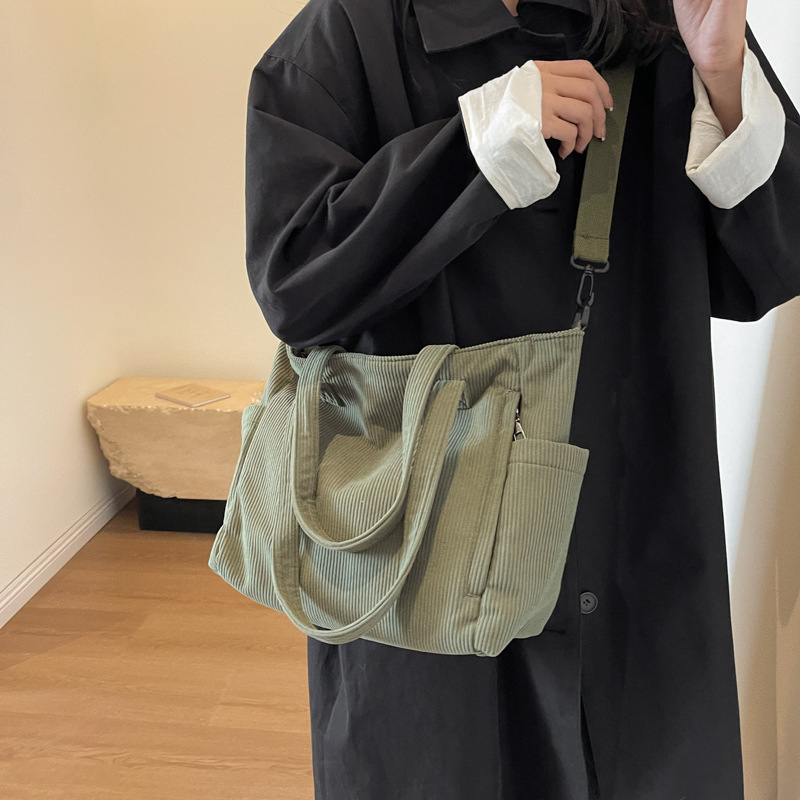 Ženska Corduroy Tote torba – Velika kapaciteta, za svakodnevnu upotrebu, za školu i posao, preko ramena ili crossbody
