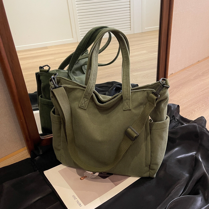 Ženska Corduroy Tote torba – Velika kapaciteta, za svakodnevnu upotrebu, za školu i posao, preko ramena ili crossbody