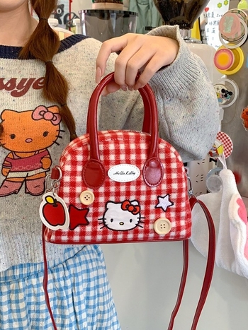 Moderna mini torbica za djevojke, novi model 2026, slatka karirana uzorak, torbica u obliku školjke s tri remena za nošenje preko ramena, crossbody ili u ruci