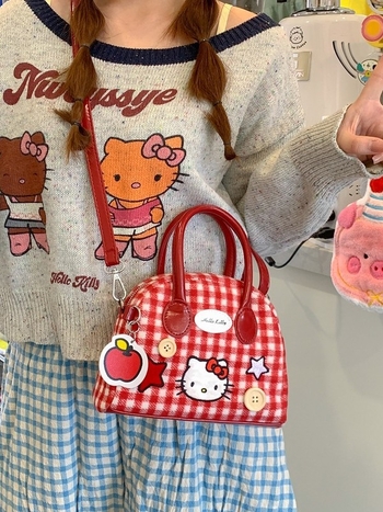 Moderna mini torbica za djevojke, novi model 2026, slatka karirana uzorak, torbica u obliku školjke s tri remena za nošenje preko ramena, crossbody ili u ruci