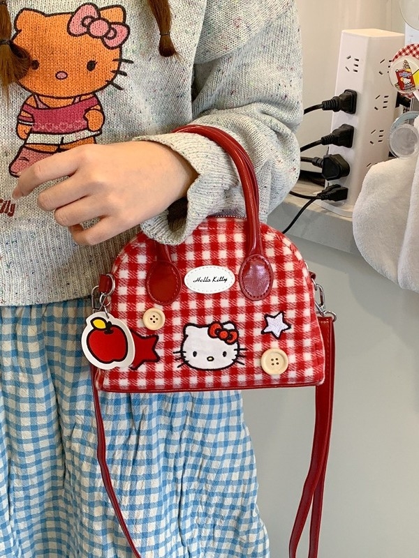 Moderna mini torbica za djevojke, novi model 2026, slatka karirana uzorak, torbica u obliku školjke s tri remena za nošenje preko ramena, crossbody ili u ruci