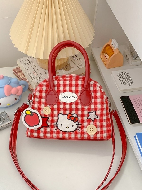 Moderna mini torbica za djevojke, novi model 2026, slatka karirana uzorak, torbica u obliku školjke s tri remena za nošenje preko ramena, crossbody ili u ruci