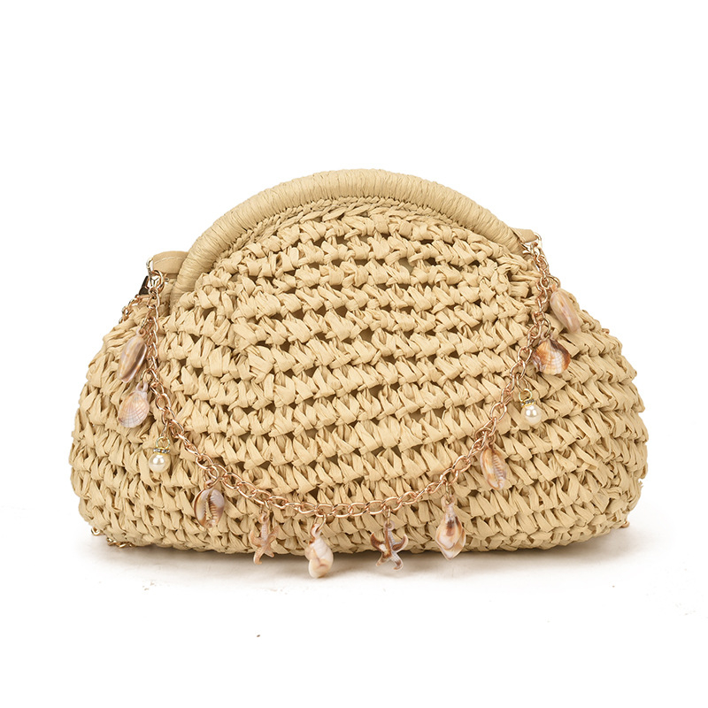 Ženska slamnata torba s lancem, crossbody za ljetne odmore na plaži, 2026 novi model, jedinstvena pletena torba za rame