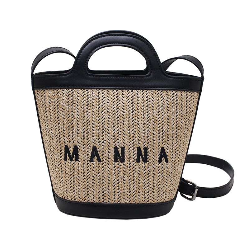 Ženska ljetna torbica od slamnaste pletenine, mala ovalna forma, preko ramena ili crossbody, gradski jednostavan stil