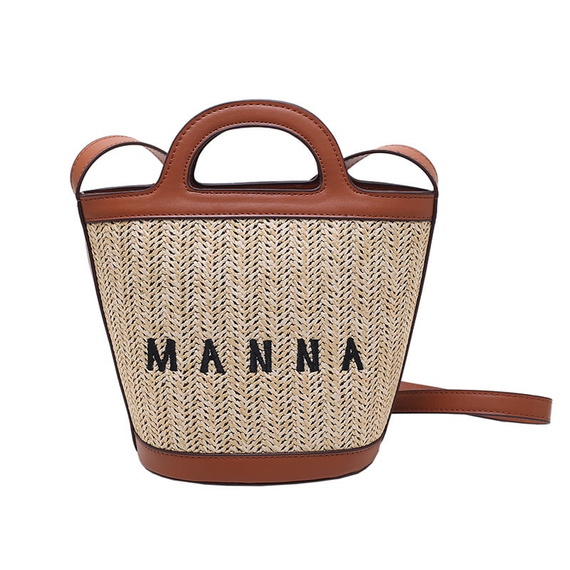 Ženska ljetna torbica od slamnaste pletenine, mala ovalna forma, preko ramena ili crossbody, gradski jednostavan stil