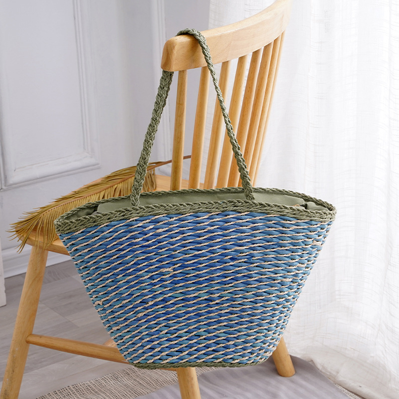 Vintage slamena tote torba, upletena, s remenom za nošenje preko tijela, za svakodnevnu upotrebu