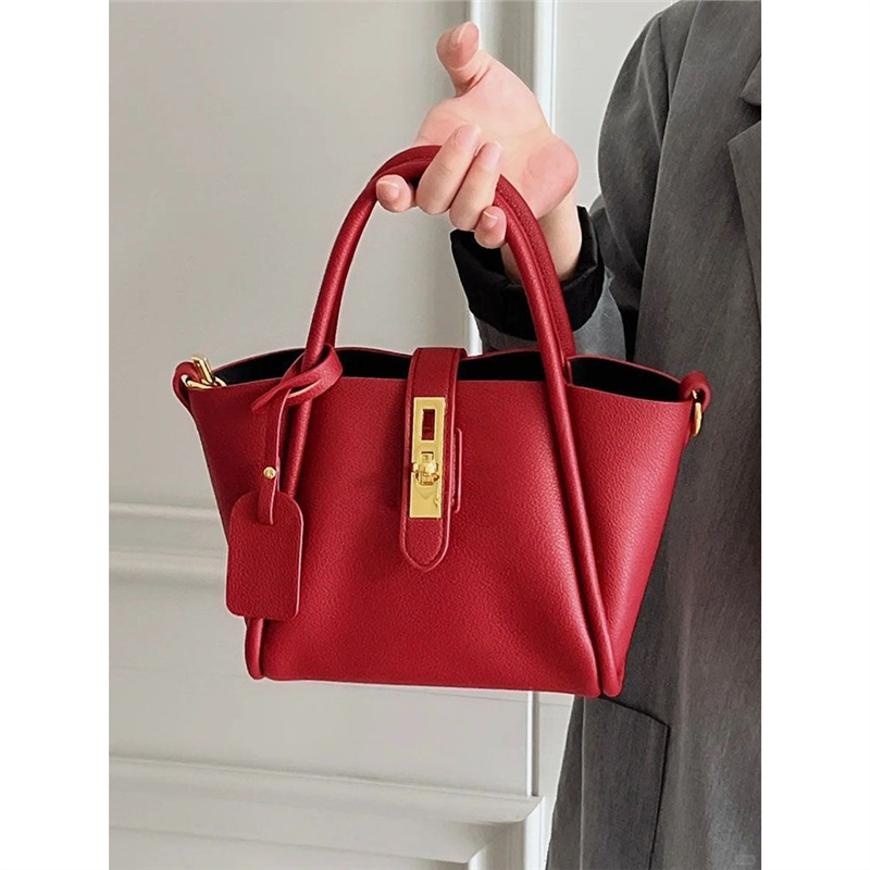 Crvena ženska torbica bucket bag, ručna, za žene, 2025 jesen-zima, velika kapaciteta, preko ramena