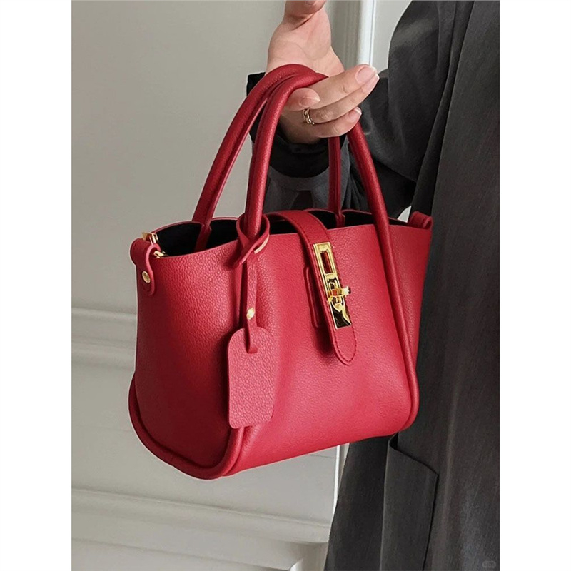 Crvena ženska torbica bucket bag, ručna, za žene, 2025 jesen-zima, velika kapaciteta, preko ramena