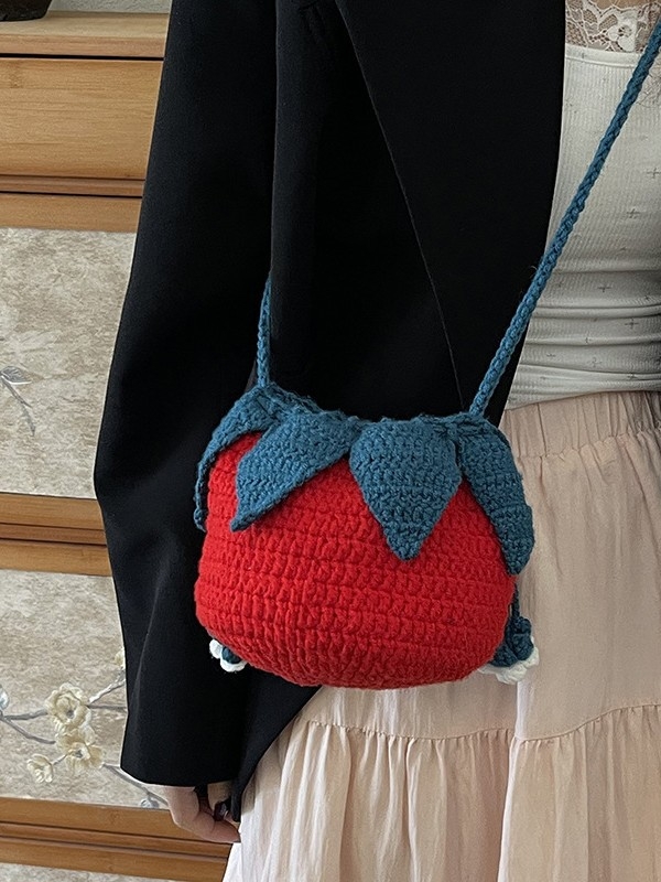Heklana torba od vune s motivom djevojčice, torba preko ramena za mobilni telefon, moderan ženski dodatak