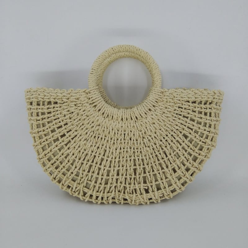 Yuan Dou ručno izrađena torba od papirnate slame, polumjesec oblik, za žene, jednobojna