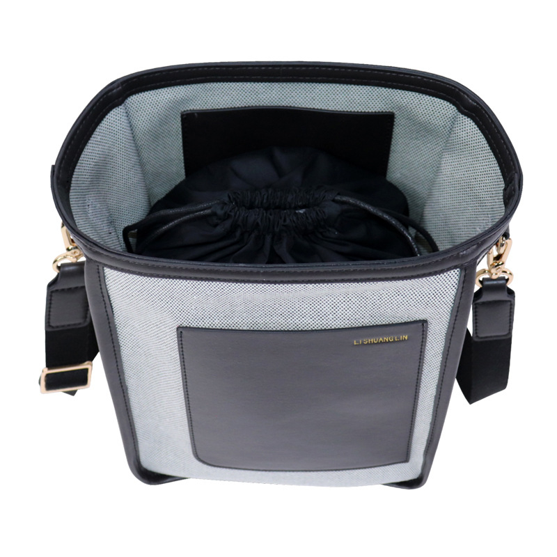 Bucket torba s prilagođenim logom, retro stil, ženska crossbody torba od platna s pletenom teksturom, vrhunski dizajn