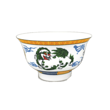 Vas din porțelan pentru ceai cu unt, stil tibetan etnic, diametru 12 cm, vas cu dragon pentru ceai cu lapte și recuzită pentru dans Mongol