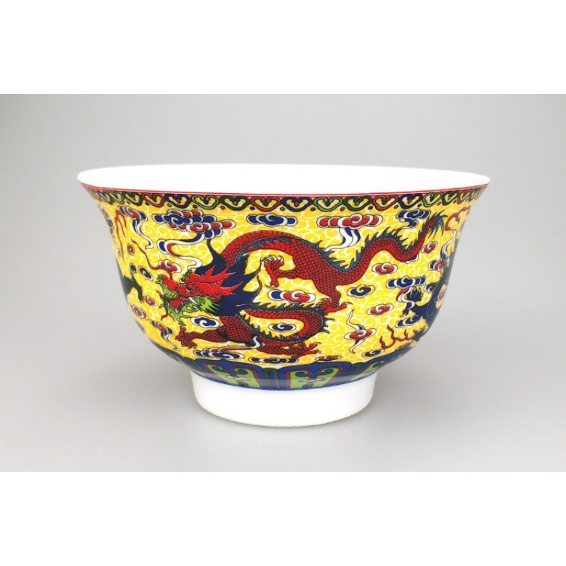 Vas din porțelan pentru ceai cu unt, stil tibetan etnic, diametru 12 cm, vas cu dragon pentru ceai cu lapte și recuzită pentru dans Mongol
