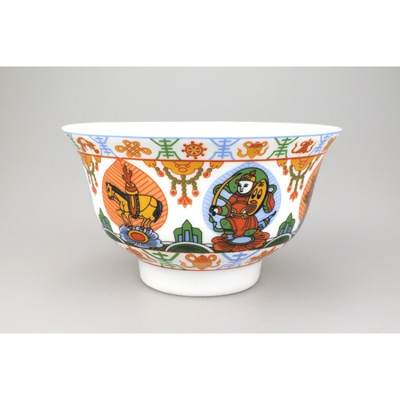 Vas din porțelan pentru ceai cu unt, stil tibetan etnic, diametru 12 cm, vas cu dragon pentru ceai cu lapte și recuzită pentru dans Mongol