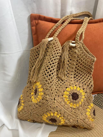 Ženska pletena pamuk tote torba, velika kapaciteta, otvoreni dizajn, preko ramena, za plažu i odmor