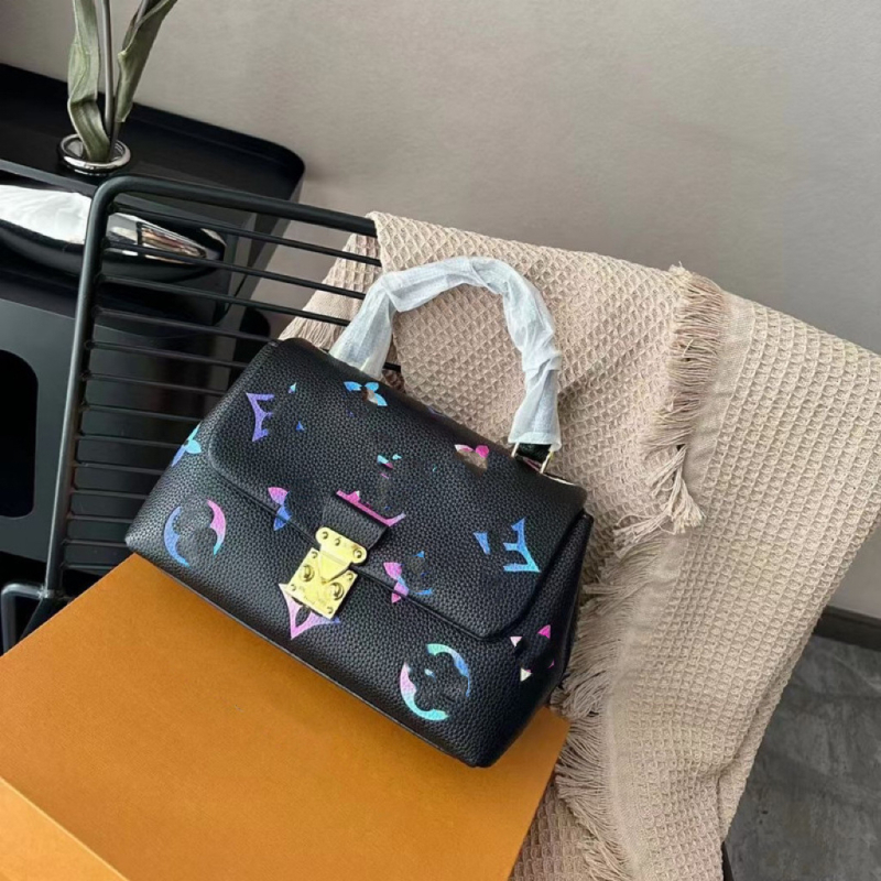 Torba od prave kože s bravom, ručna i preko ramena za žene, šarena Cloud Bag
